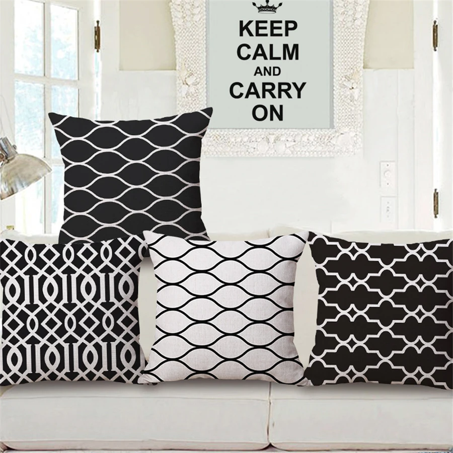 Black And White Geometric Modern Simple Decorative Sofa Throw Pillow