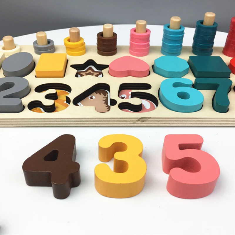  New Arrival Math Toy Wooden Toy Arithmetic Montessori Toy Count Geometric Shape Cognition Early Edu - 4000023331535