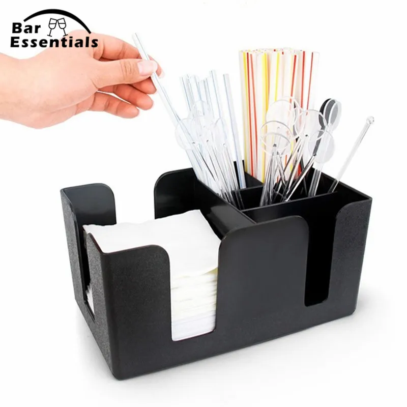 Black Commerical Plastic Bar Caddy Organizer Black with 6 Compartmentsin Other Bar Accessories