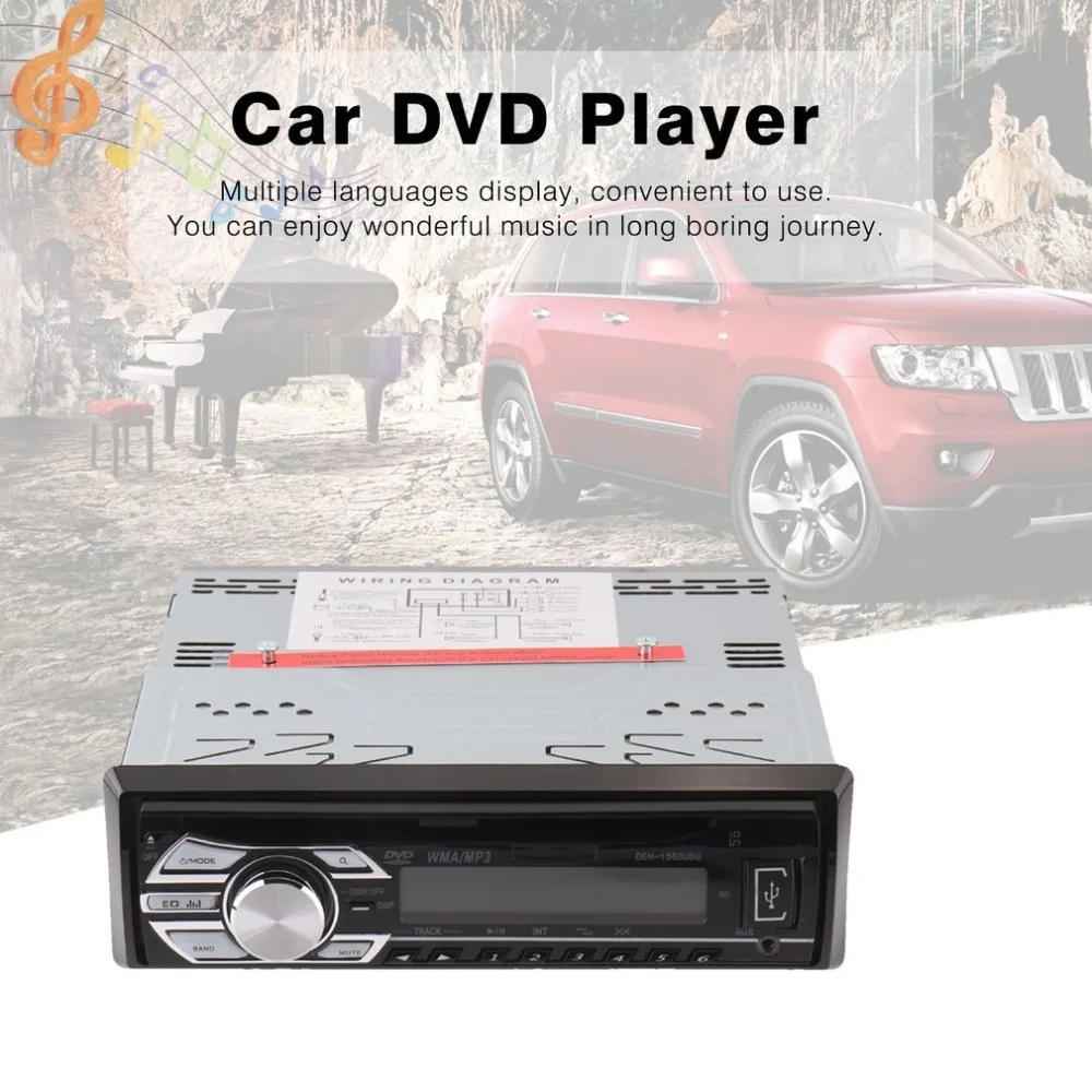 

(Ship From DE)Portable Car DVD Player Compact Automobile Stereo Music Player Universal Vehicle FM Radio Durable Car Accessories
