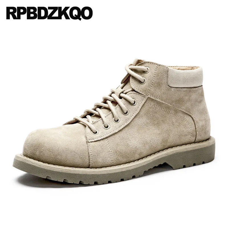 

British Style Work Safety Lace Up Male Fall Working Men's Shoes Short Autumn 2018 Booties Suede Boots Casual High Top Designer
