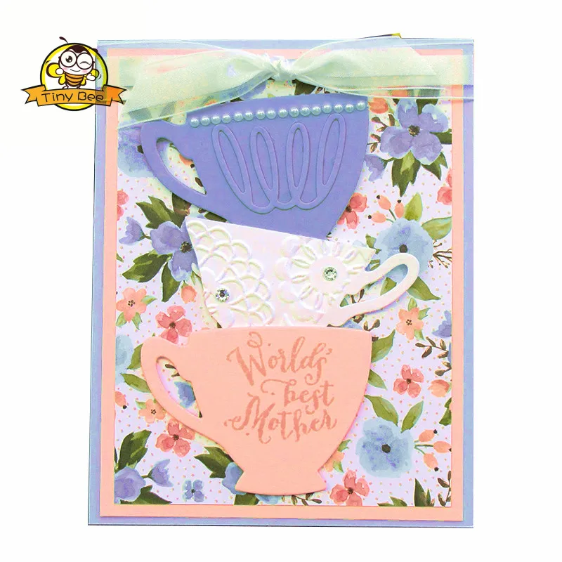 

Tea Cup Metal Cutting Dies and Stamps SScrapbooking Craft Dies Stencil Album Embossing Card Making Die Cut Dies New 2020