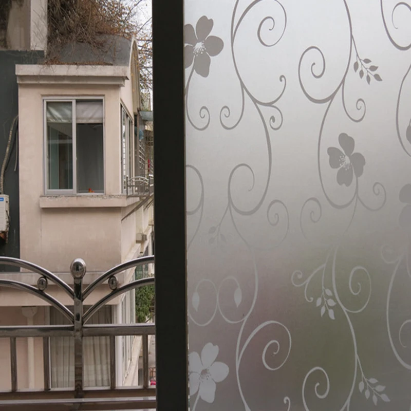 

45x100cm Glass Frosted Window Floral Flower Sticker Decorative Film Tool