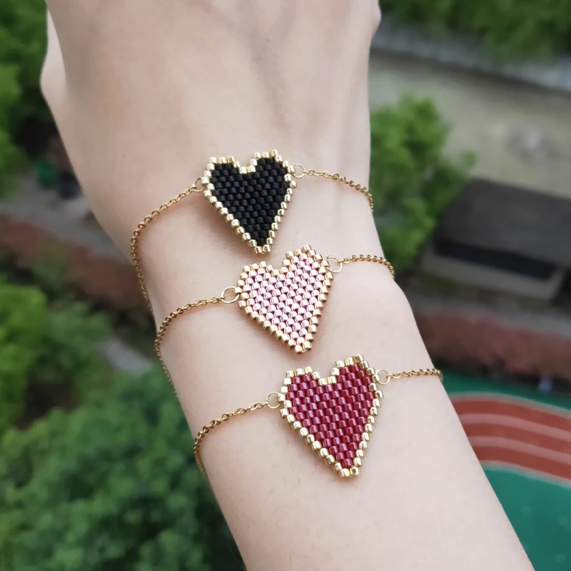 Fairywoo Big Heart Bracelet Pendant Miyuki Bangle For Woman Simple Adjustable Bracelets Pulseras Jewelry Party Gifts | Украшения и
