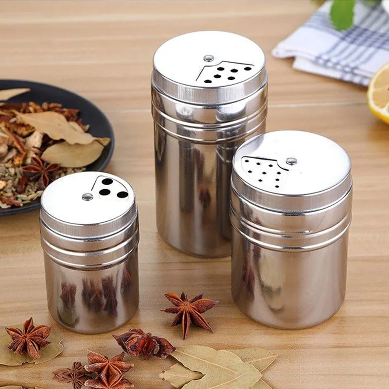 

304 Stainless Steel Salt Pepper Shaker Set Kitchen and Spice Tool Condiment Box Cooking Seasoning Bottle Barbecue Tool