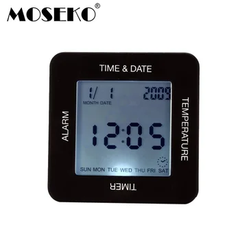 

MOSEKO Desk Clock Four-side Digital Rotate Alarm Clock Multifunctional Timer Calendar Temperature Bedsides Bedroom Table Clocks