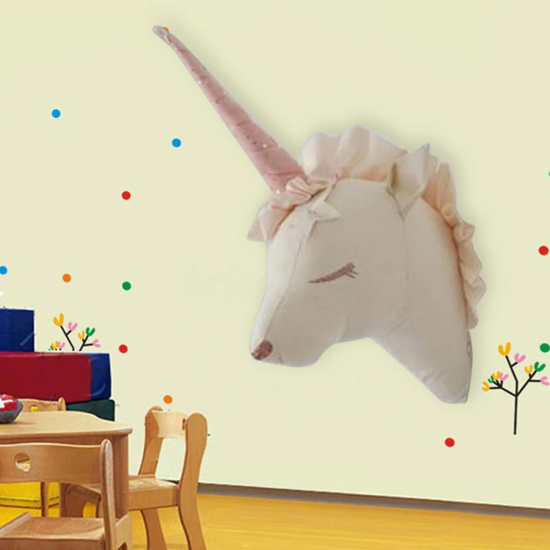 3D 25*20*55cm Cute Wall Mount Unicorn Head Hanging Door Wall Artwork Kids Room Decor