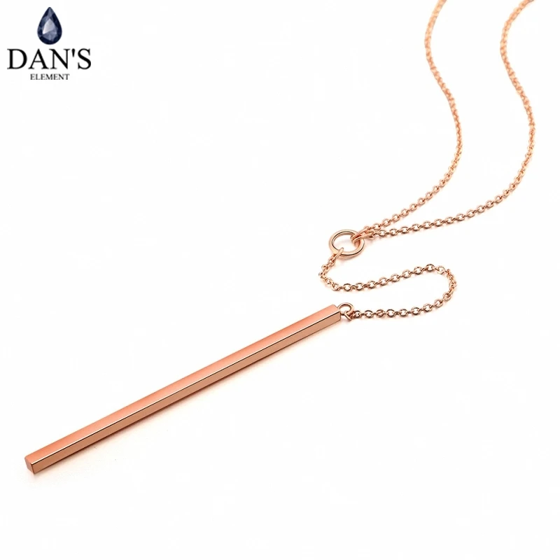 DAN'S ELEMENT Anti Allergy Hot Sale Y Style Chain Long Necklaces &amp Pendants Rose Gold Color Jewelry For Women colares DEN601 |