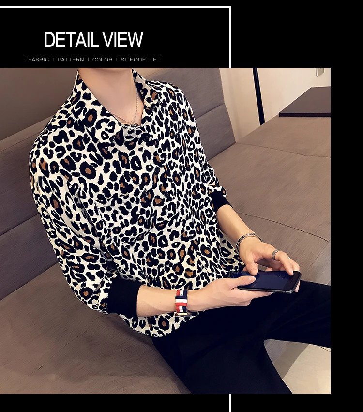 YASUGUOJI Новый 2019 Летняя мода High Street однобортный рубашка для мужчин свободные Leopard Printi рубашка s Половина рукава платье рубашки