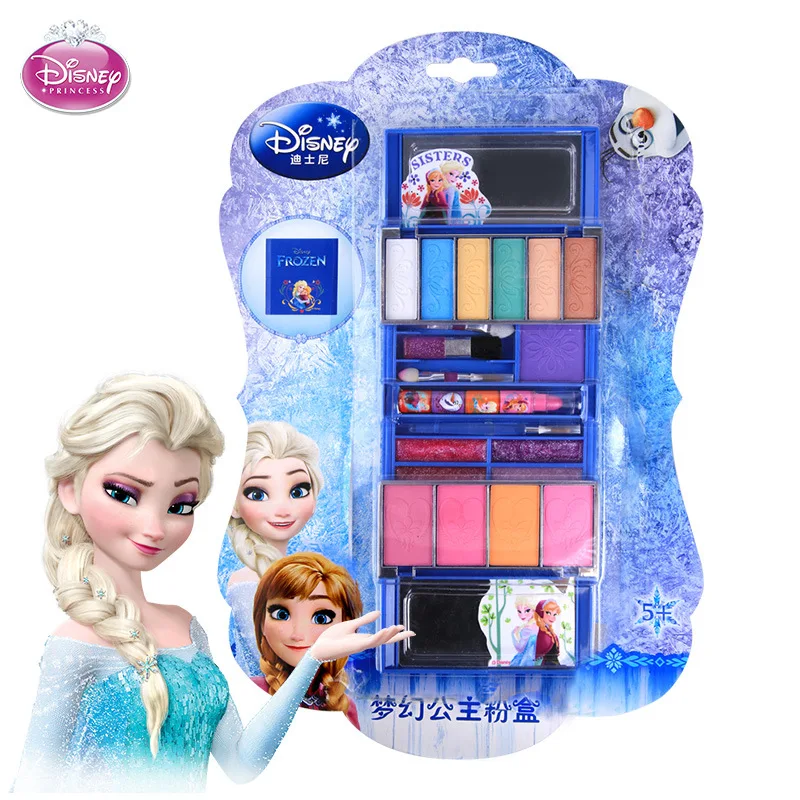 girls Disney frozen Cosmetics Safety Non-toxic Snow Ice Princess Cosmetic Box Set Performed Home Lipstick toy gift