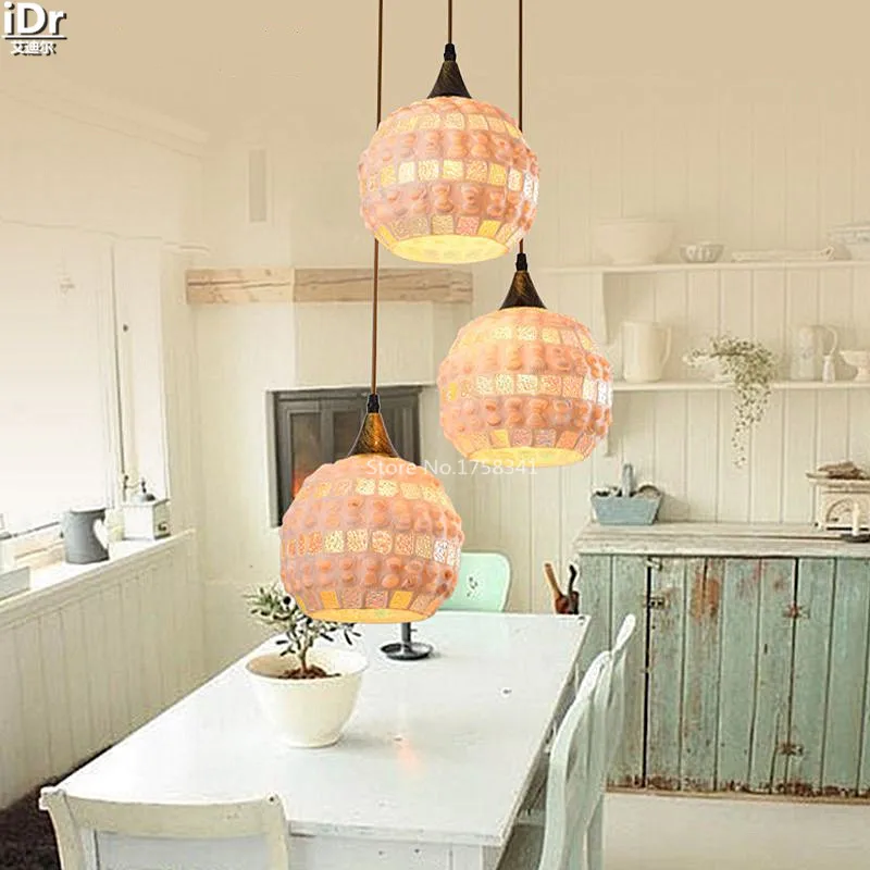 The new lamp Jane European Mediterranean style dining table natural shell lamp Creative Light Pendant Lights