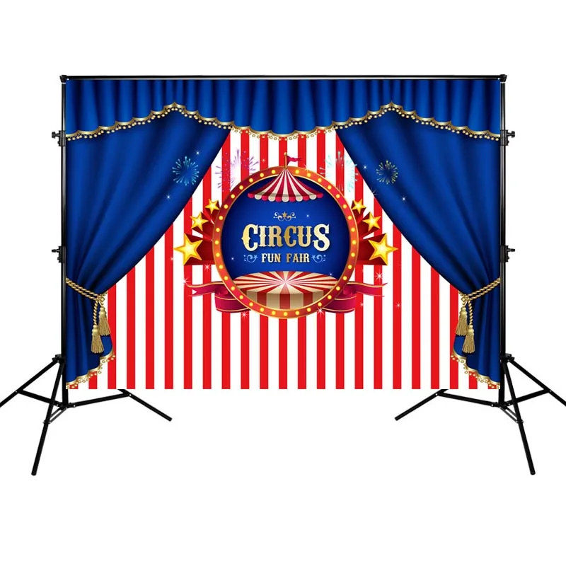 

Circus Theme Background Red and White Stripes Birthday Party Backdrop Party Banner Decoration Vinyl Cloth