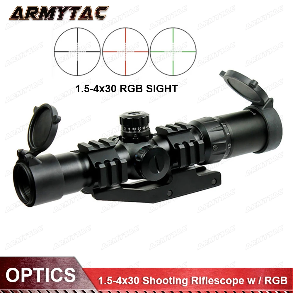 

Tactical Recon Monocular Telescope Scope 1.5-4X30 Tri-illuminated Mil-dot Sight Hunt Rifle Scope Waterproof Picatinny Rail 20mm