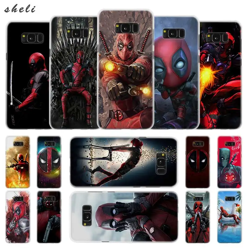 

Sheli Deadpool Transparent Patterned hard Case Cover for Samsung Galaxy S4 S5 S6 S7 S8 S9 Plus Edge Mini s10 lite