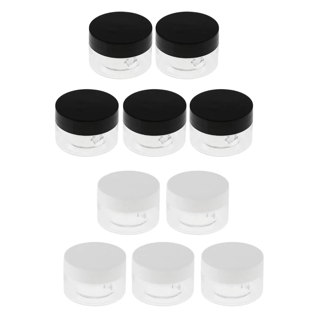 10x Jar Cosmetic Sample Clear PET Plastic Containers, Empty Round Containers & Lids 30g for Lip Balm Make Up Eye Shadow Powder