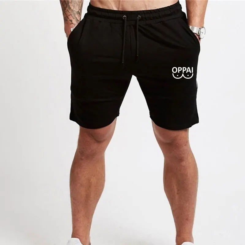 New OPPAI Printed Men Casual Shorts Pants Cotton Running Gym Shorts Summer Sports Shorts