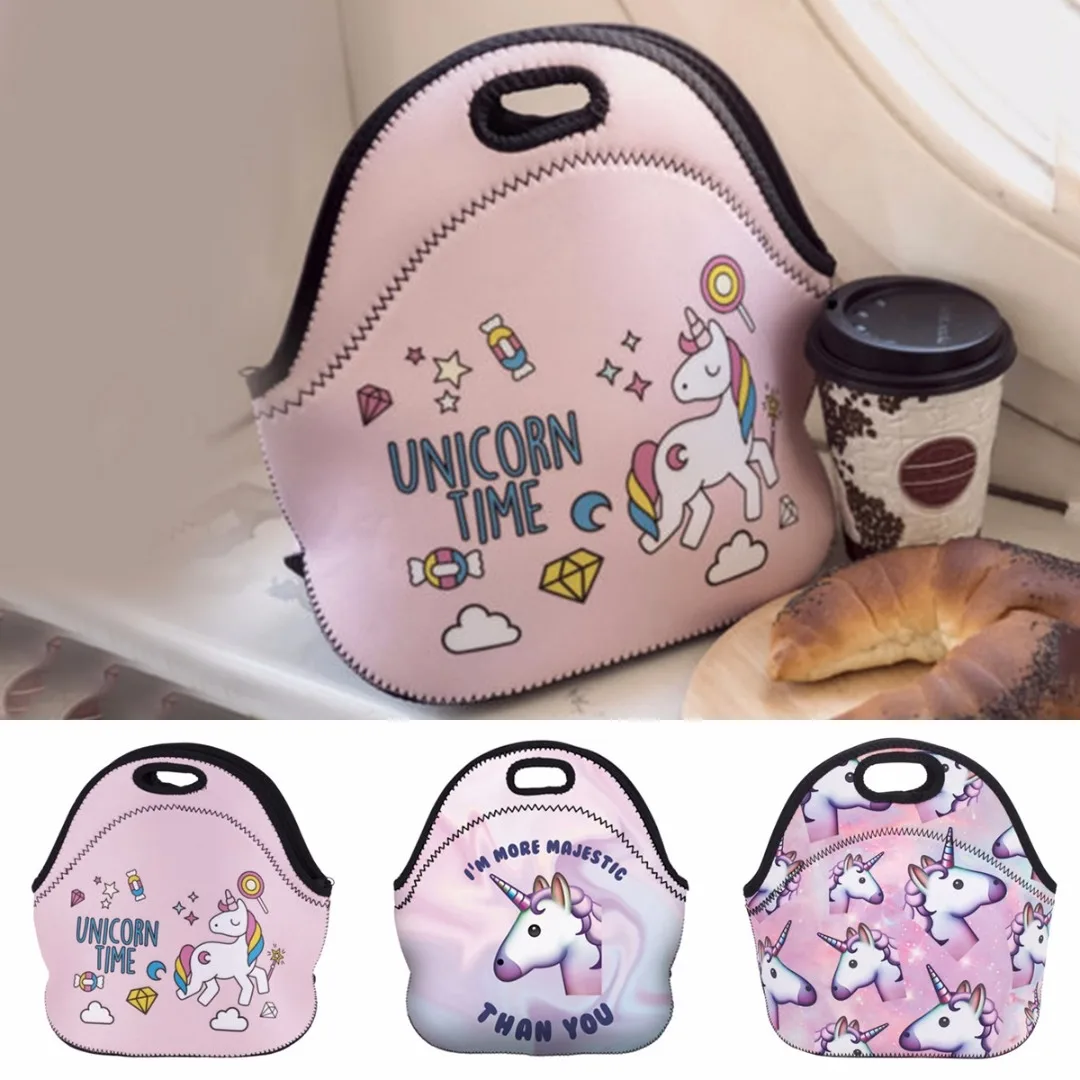 JX-LCLYL Unicorn Tote Insulated Lunch Cooler Travel Picnic Box Handbag Bento Bag Neoprene