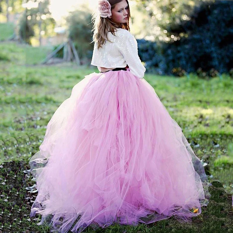 

Trendy Long Tutu Pink Lilac Skirt Saia Faldas Sweety Lady Bridal Soft Maxi Skirt Plus Size Available Summer Sunshine Garden Girl