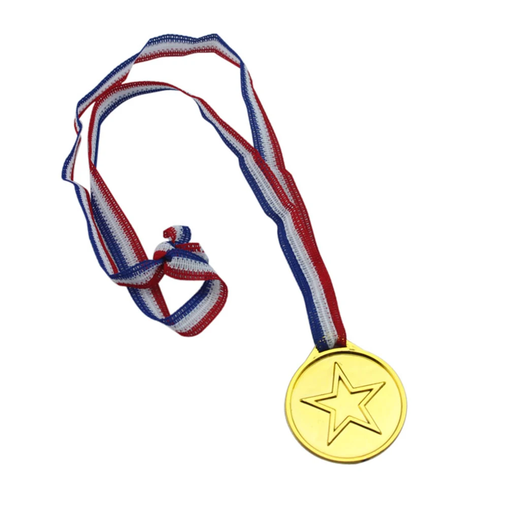 

50pcs/set Children Gold Plastic Winners Medals Sports Day Party Bag Prize Awards Toys For Kids Party Fun Supplies High Quality