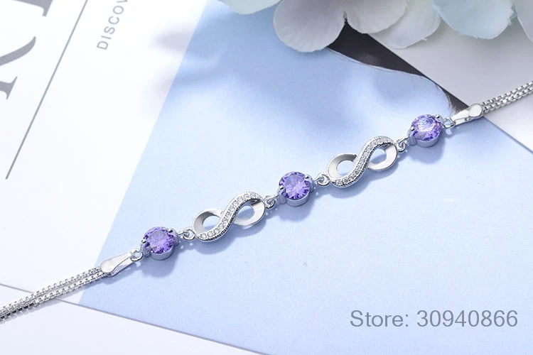 Authentic 925 Sterling Silver Endless Love Infinity Chain Link Adjustable Women Bracelet Luxury Silver Jewelry SCB037 - Image 3