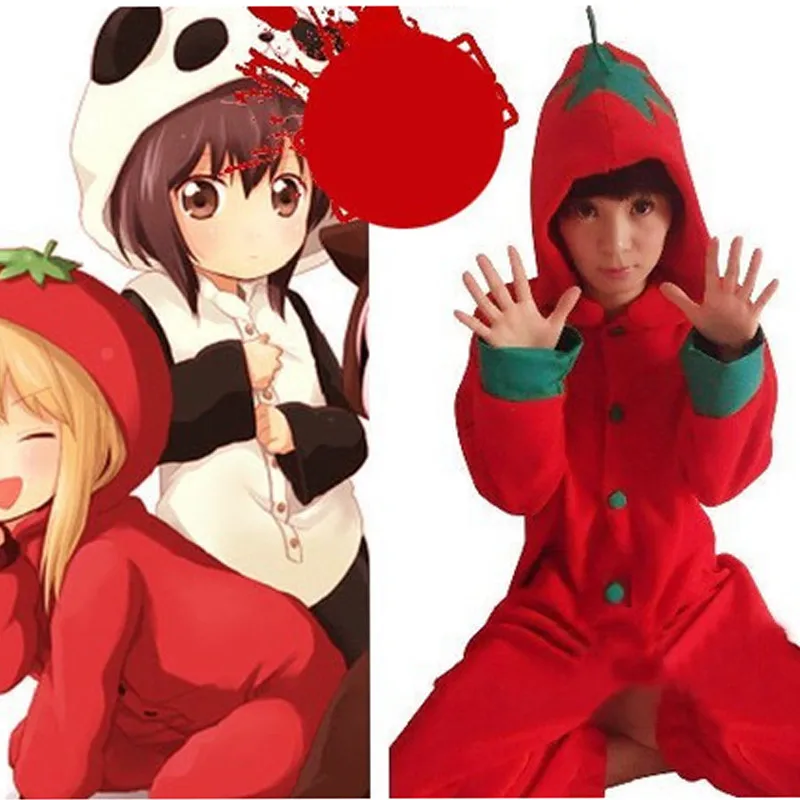 

HKSNG Women Adult Winter Cartoon Red Tomato Pepper Kigurumi Footed Pyjamas Cheap Sale Onesie Pajamas Cosplay Costume
