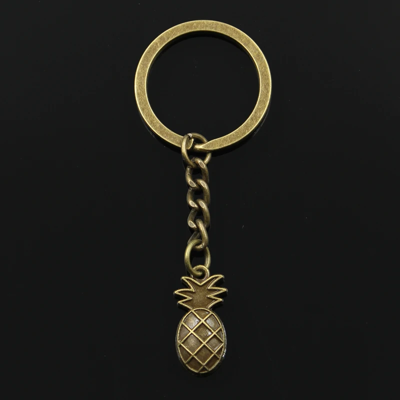 

new fashion men 30mm keychain DIY metal holder chain vintage pineapple 24x12mm antique Bronze Silver pendant