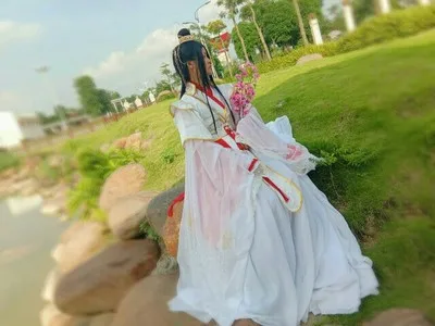 Аниме Tian Guan Ci Fu Cos Xie Lian Yue Shen Платиновый Павлин косплей полный набор парик обувь аксессуары ткань