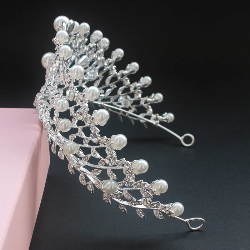 

Women Crystal Swan Tiara Pearl Bridal Crown Wedding Party Hair Trim Silver Harem Bride Hair Accessories De Noiva Jewelry BH