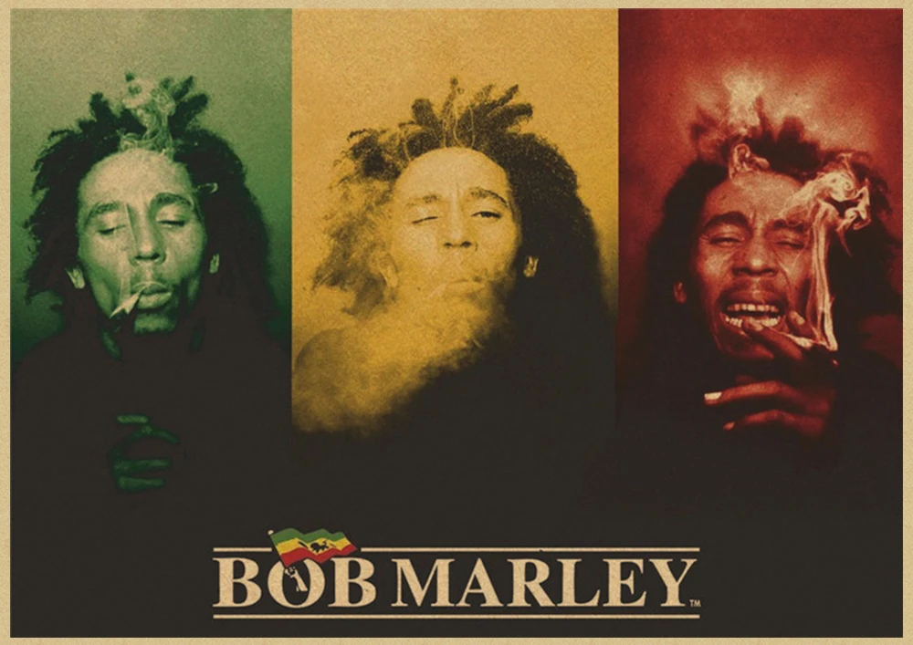 Боб Марли плакат ретро Ностальгический регги национальная музыка рок плакат картина на крафт-бумаге стикер стены - Цвет: Светло-желтый