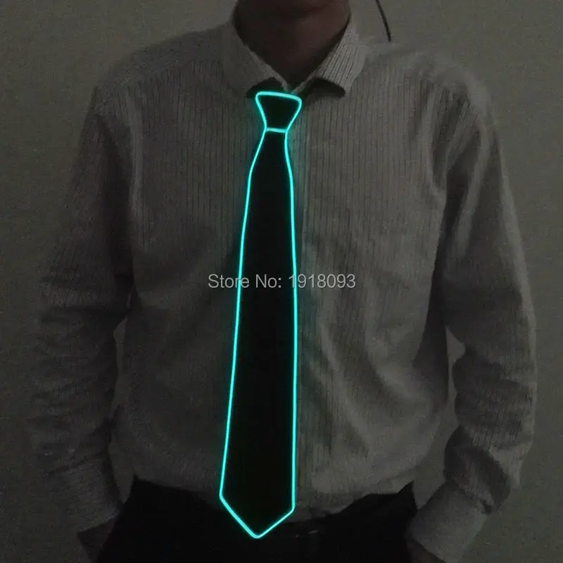 cheap 2019 Hot sales Transparent blue Steady on Neon Novelty Lighting LED tie EL wire tie For party,Wedding ,Night Club decoration