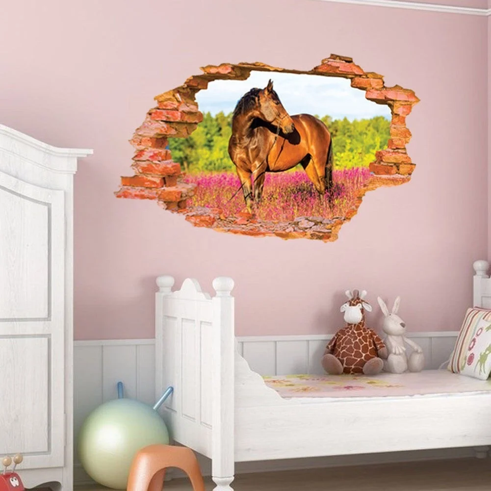 

3D Removable Horse Wall Stickers Sticker Art PVC Decal Bedroom Decor Mural For Home Kids Rooms Room New One Piece Qw