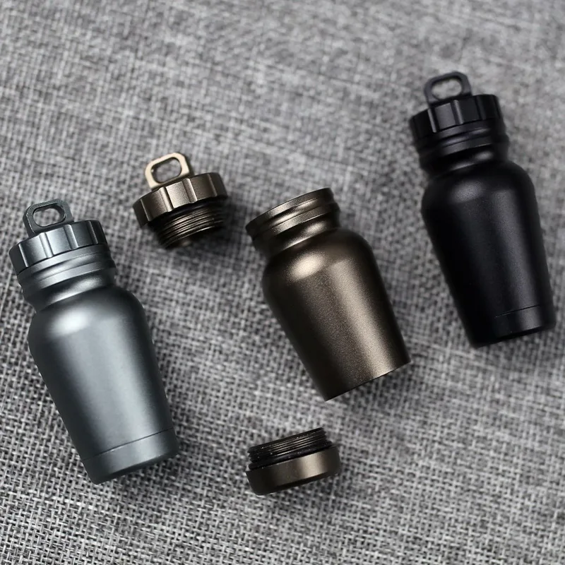 Small Aluminum waterproof pills box holder outdoor portable life-saving medicine cans sealed pill bottle tank storage container