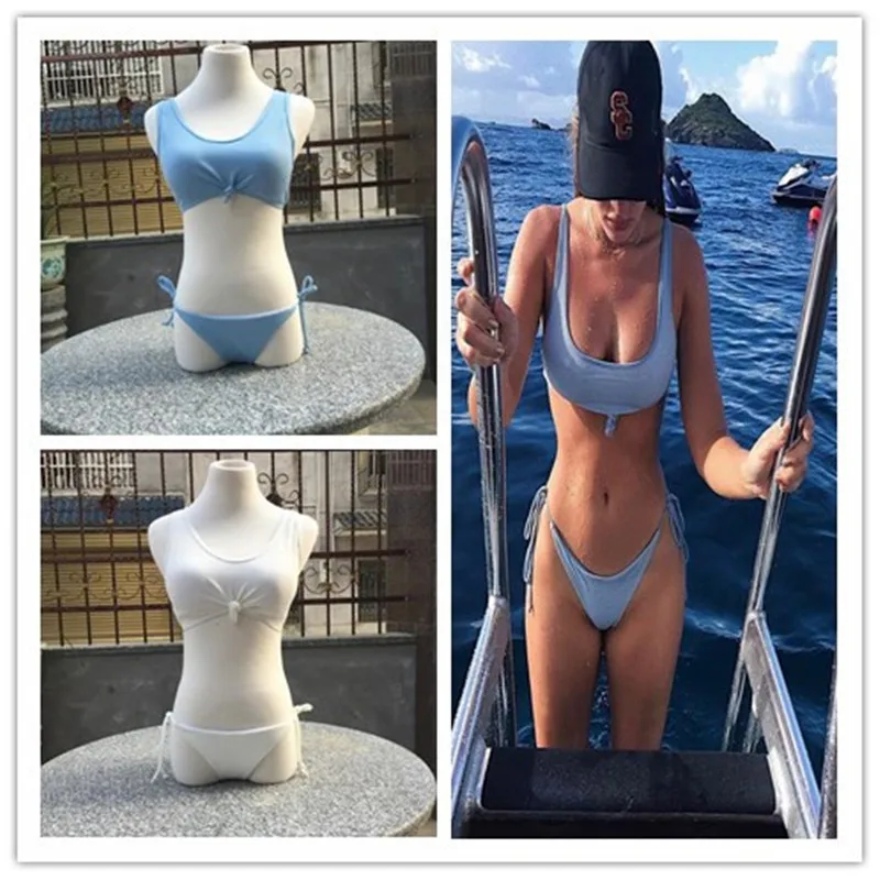 

New 2017 chest knot split bikini sexy bikini swimsuit beach  style push up swimwear