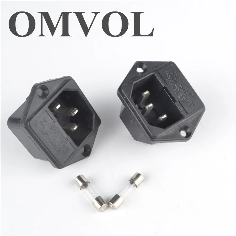 

5pcs AC Power Socket with build-in 10A fuse holder 3pins Connector