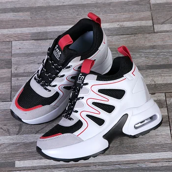 

WADNASO Hide Heels Fashion Sneakers Women Breathable Wedges Casual Shoes Woman Lace Up Low Top Ladies Shoes zapatillas XZ129