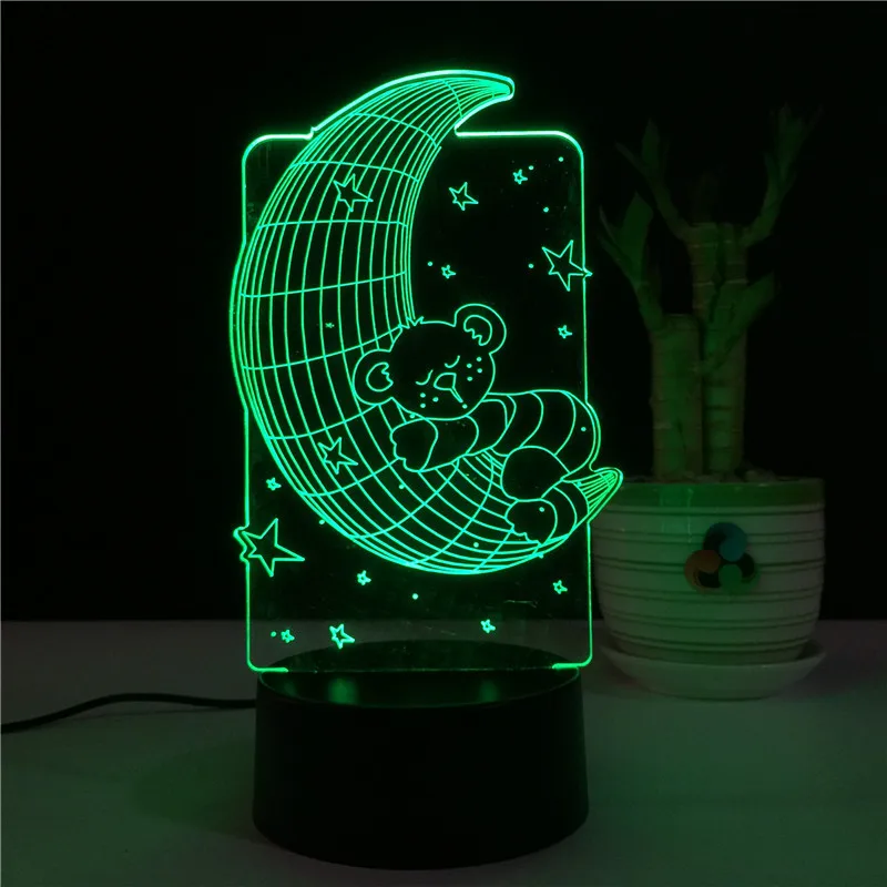 2018 последний медведь на Луне 3D USB прикроватная лампа для спальни стерео видение 7