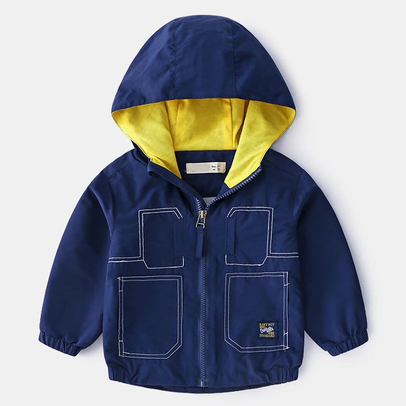 New Spring Autumn Boys Hoodie jacket Solid windproof zipper Baby Hooded Coat Clothes Children Clothing Kids Outerwear 2-7y