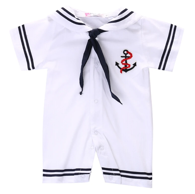 Boy Baby Clothing One Piece Romper Sailor Costume 2016 Hot Short Sleeve Clothing Navy Rompers Baby grow 4-18M
