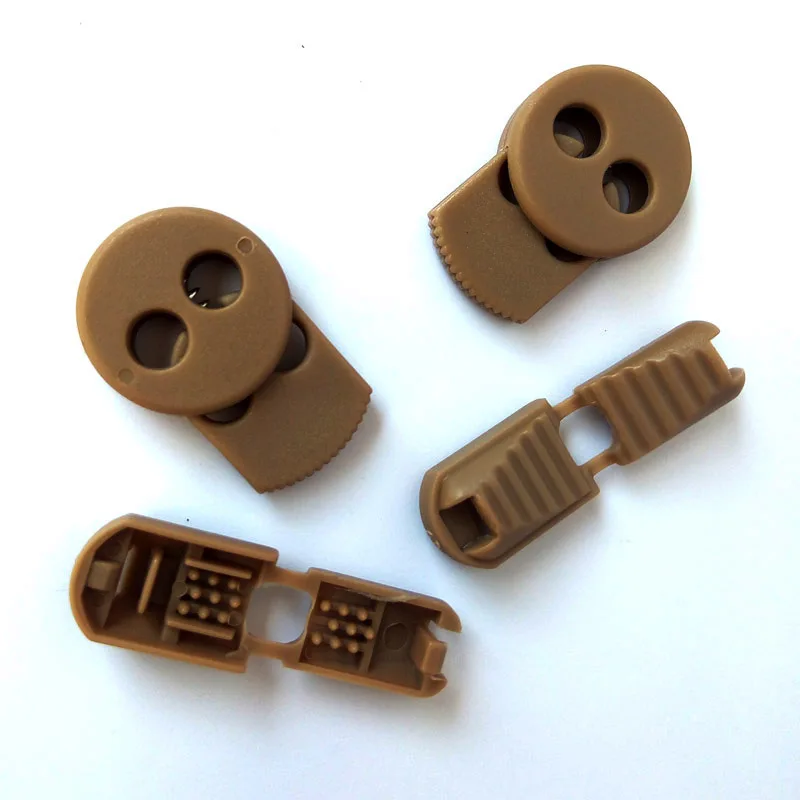 JUP 1-50 Sets Khaki Flat Buckle Elastic Shoes Buckles Hole Plastic Stopper Toggle Clip Apparel Shoelaces Sportswear Accessories
