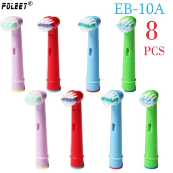 

Poleet 8Pcs/Lot Electric ToothBrush Replacement Heads Multicolor EB-10A /EB10A/EB10-2K For Oral By Hygiene Kids Toothbrush Head