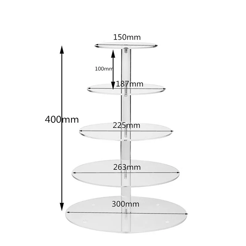 

Supplies Cake Stand Retractable Tray 5 Layers Shelf Round Acrylic Display Accessory Transparent Wedding Cupcake