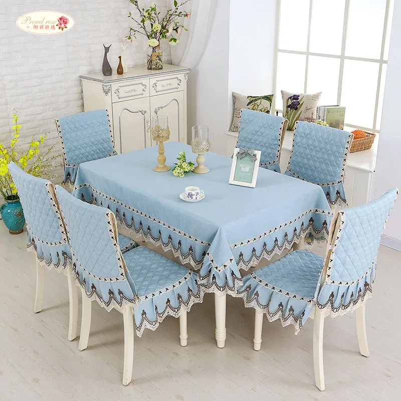 

Proud Rose Simple Lace Table Cloth Chair Cover Cushion Set Rectangular Table Cover Home Dinner Table Decor