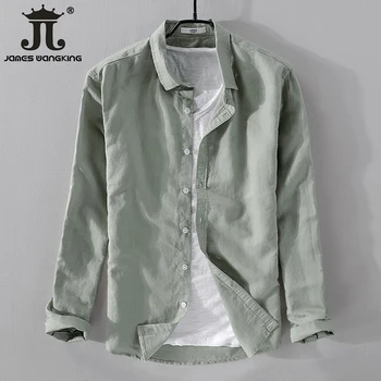 

Cotton Linen fabric Vintage Button Down Collar Long Sleeve Casual Shirt for Men