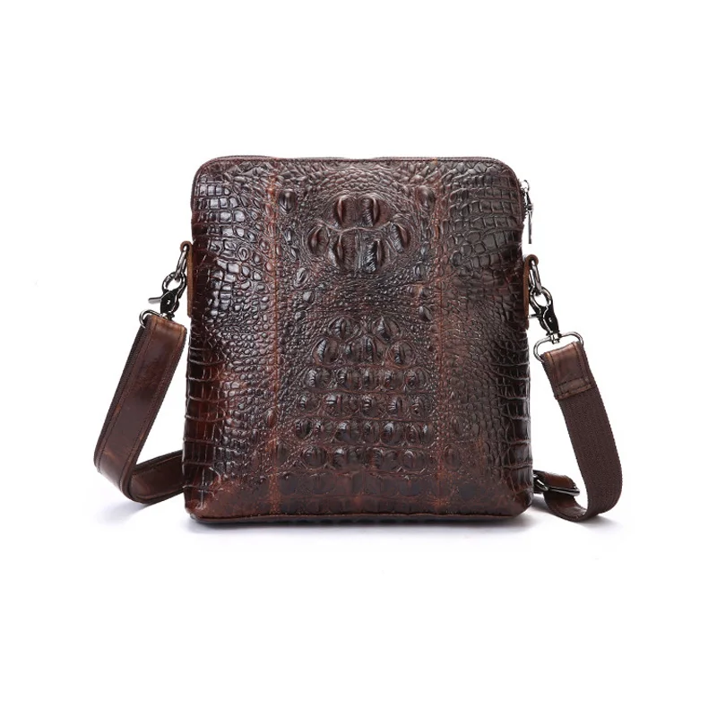 

Vintage Men's Handbag Cowhide Genuine Leather Crossbody Bags Men Crocodile Pattern Business Briefcase Men Shoulder Messenger Bag