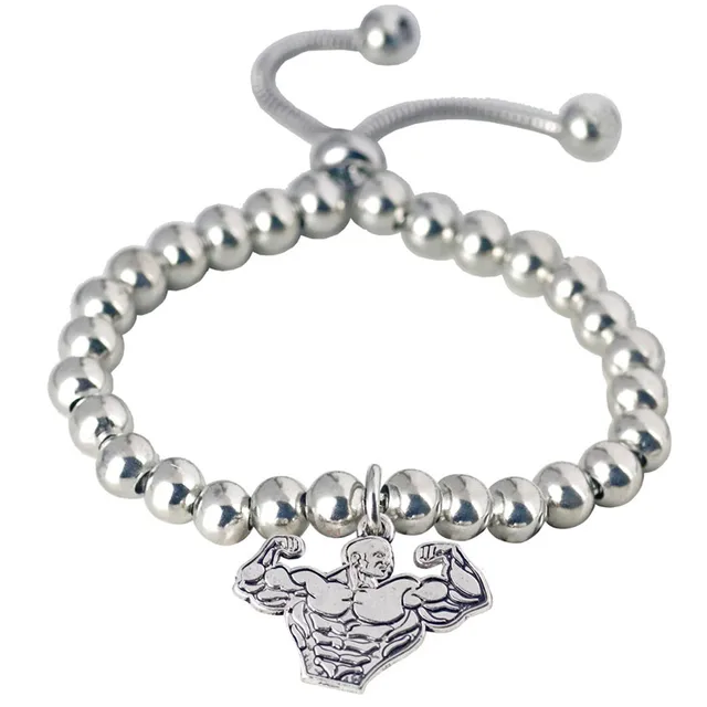Strong Man Charm Bracelets Adjule Stainless Steel Beads Strong Man Charm Bracelets Adjule Stainless Steel Beads Men Bodybuilding Sports Hip Hop Jewelry