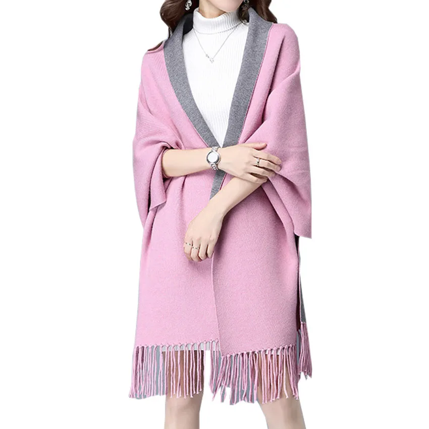 #^Special Price 2017 New Autumn Women Cashmere Sweater Long Cardigan Brand Fashion Batwing Sleeve Tassel Poncho Knitted Shawl Cape Sweater
