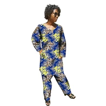 X-Long Tops+Full Length Set Ladies Suits African Women Two Pieces African Clothing Plus Size Party Costume T-shirt and pants