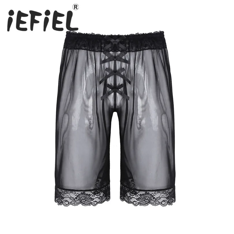 IEFiEL сексуальное мужское нижнее белье Sissy модное мягкая сетка кружево бант