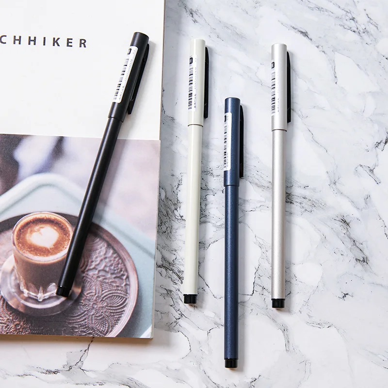 

Metal rod Nordic style gel pen 0.5mm black refill business office signature pen student exam pens for school