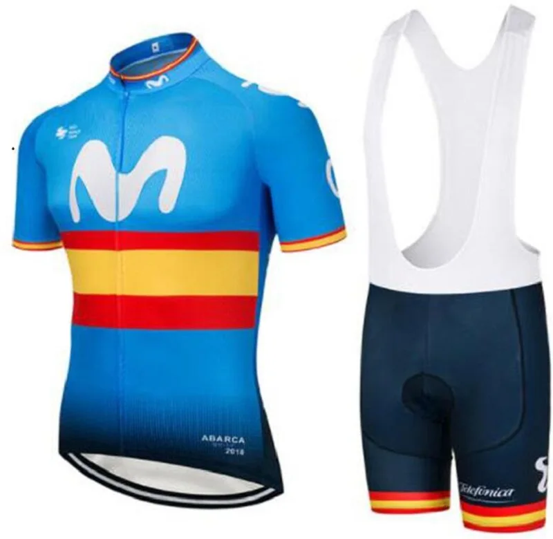 Movistar pro Team Велоспорт Джерси Набор велошорт MTB Ropa Ciclismo мужские летние велосипедный майон одежда 9D pad - Цвет: 4